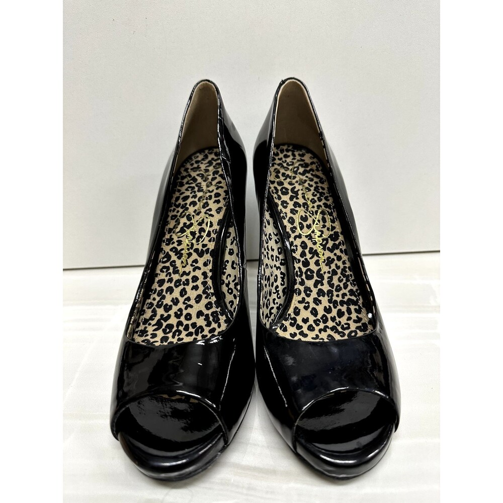 Jessica Simpson Saras women sz 6.5 EU 36.5  black man made peep toe pump heels